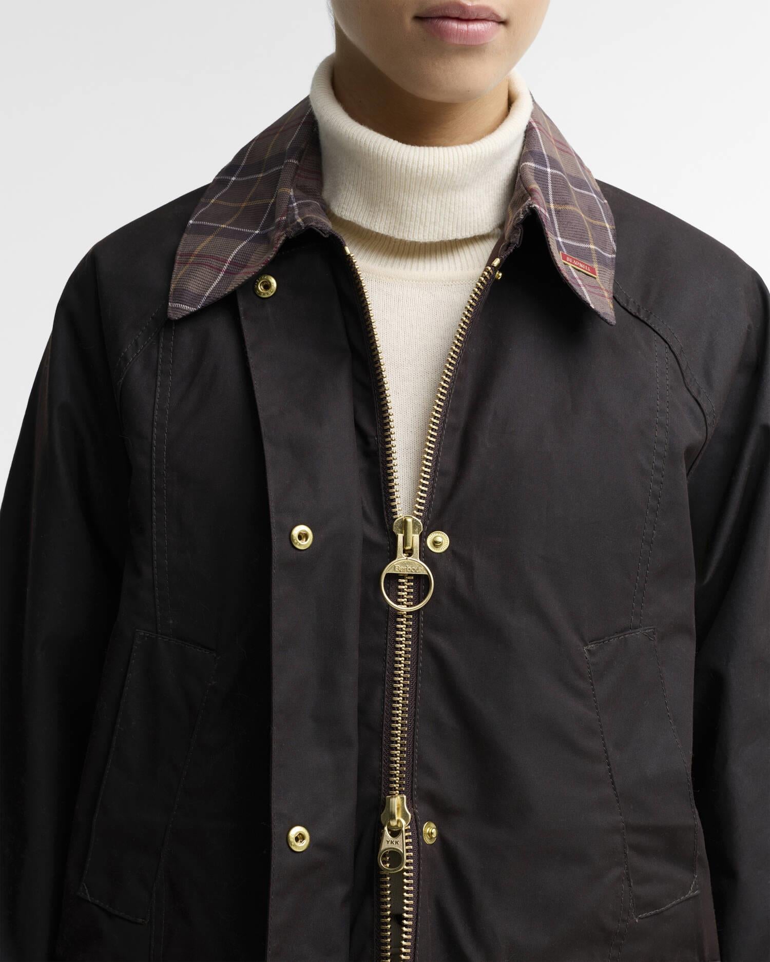 Icons Tartan Collar Modern Beadnell Waxed Jacket Rustic