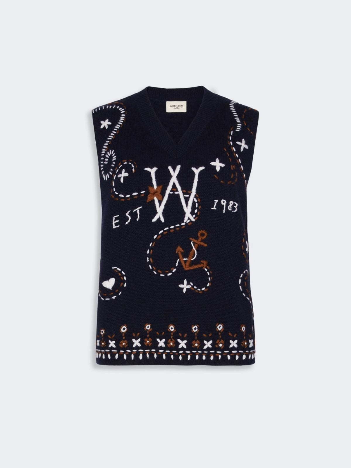 Wool Gilet with Embroidery – Ultramarine