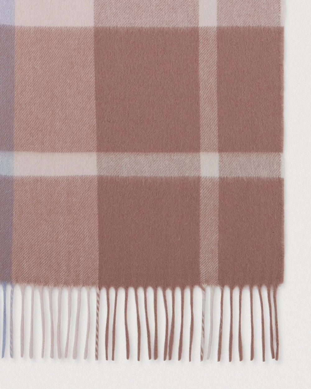 Small Check Merino Wool Scarf 30 x 200 Autumn Rose-Poplin B