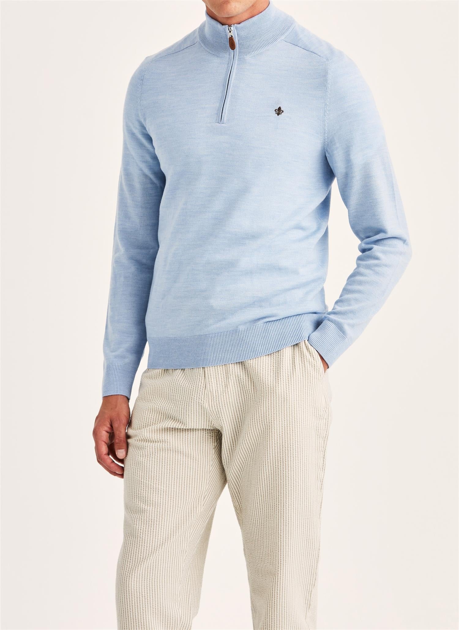 Merino John Zip - Light Blue