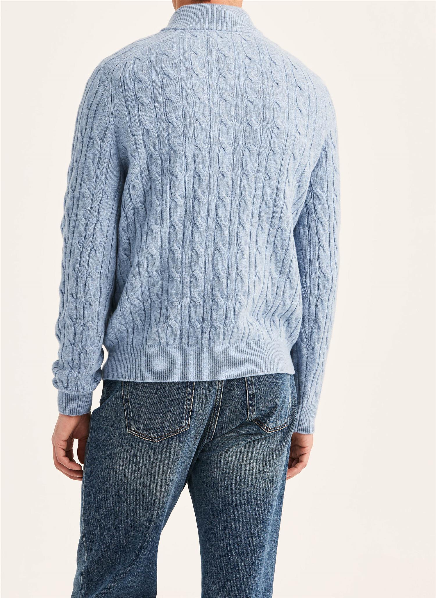 Hertford Cable Half Zip - Light Blue