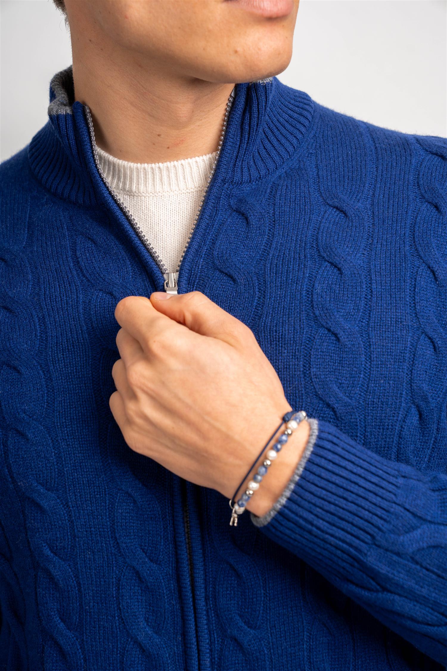 Cable Knitted Cashmere - Navy
