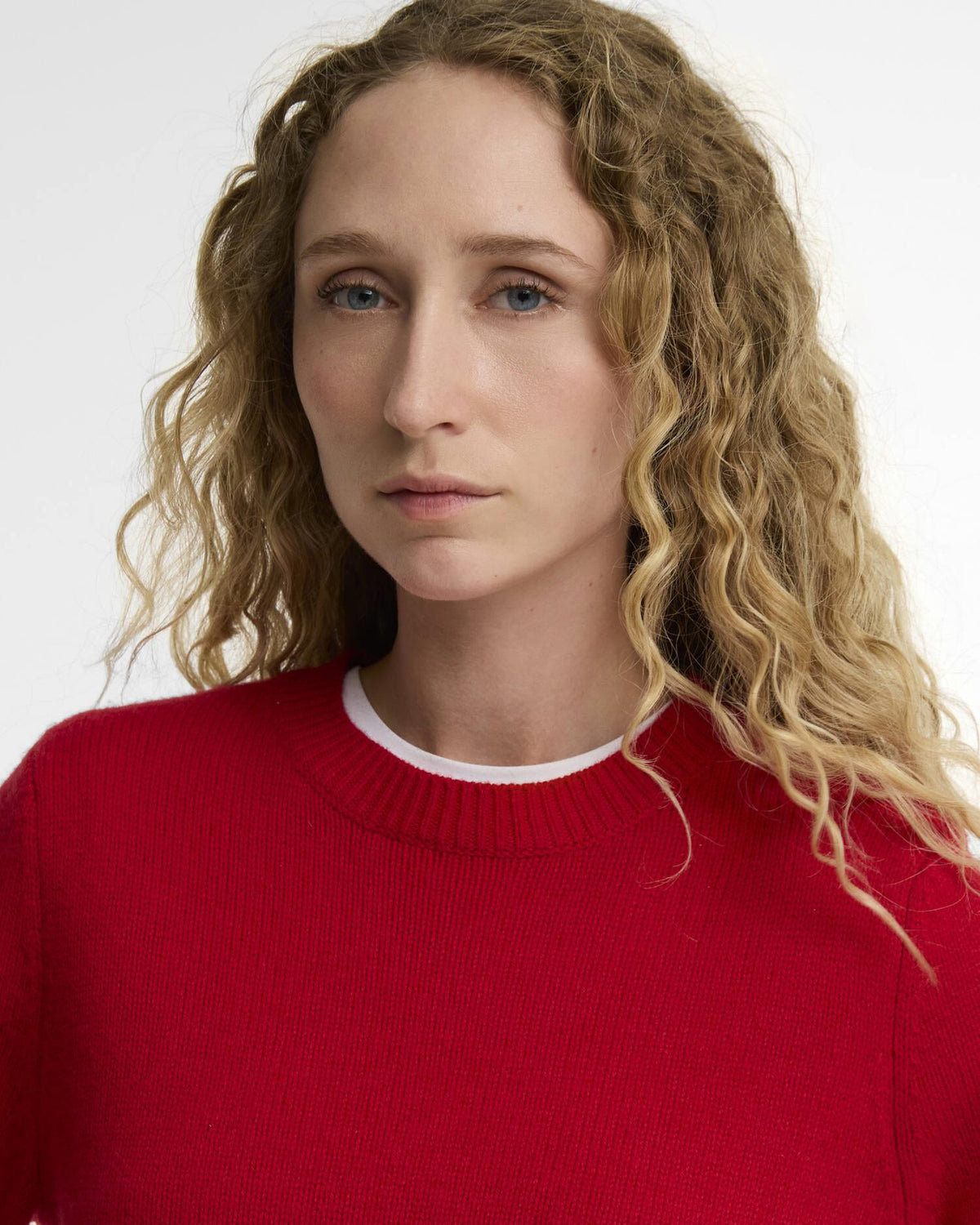Woodhouse Wool-Cashmere Crew Neck Jumper Crimson