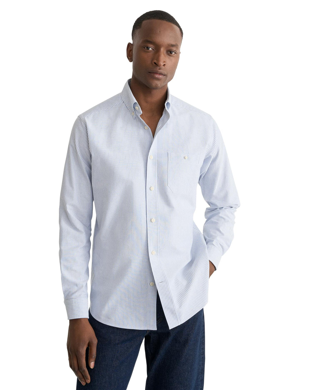 Striped Oxford Shirt- Light blue