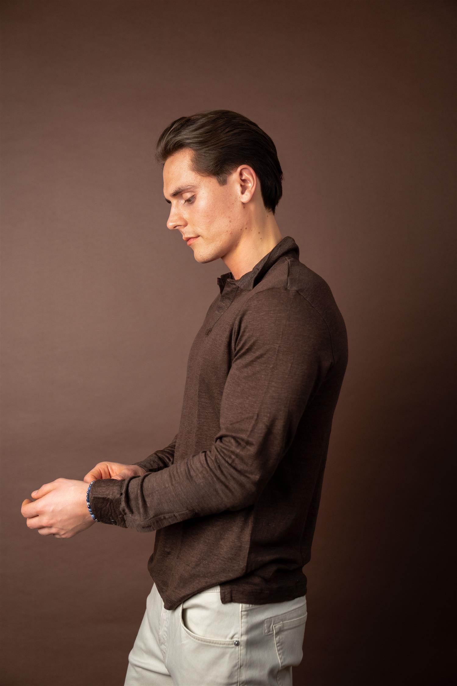 Polo Long Sleeve Linen - Brown