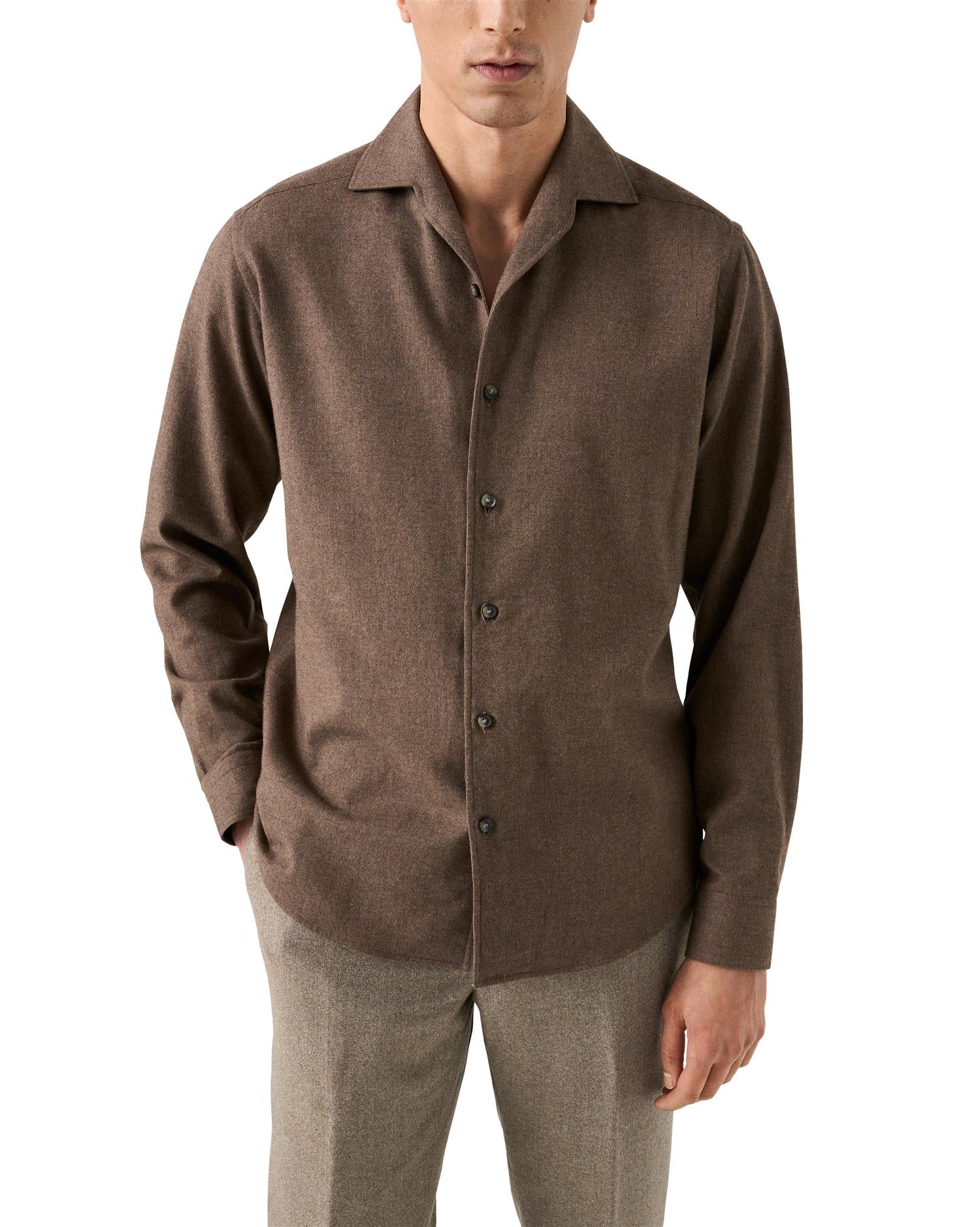 Solid Flannel Shirt - Brown