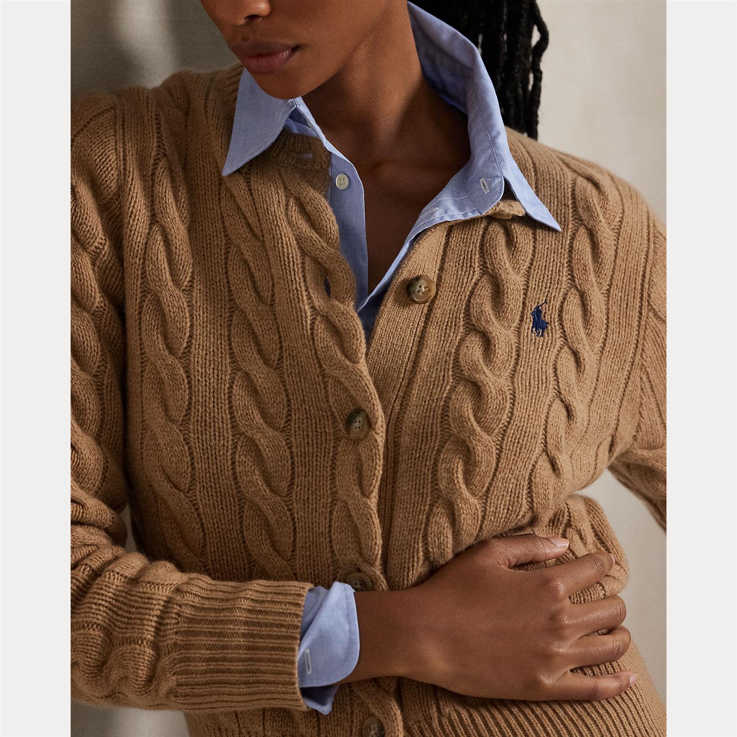 Sweater Cardigan Camel Melange