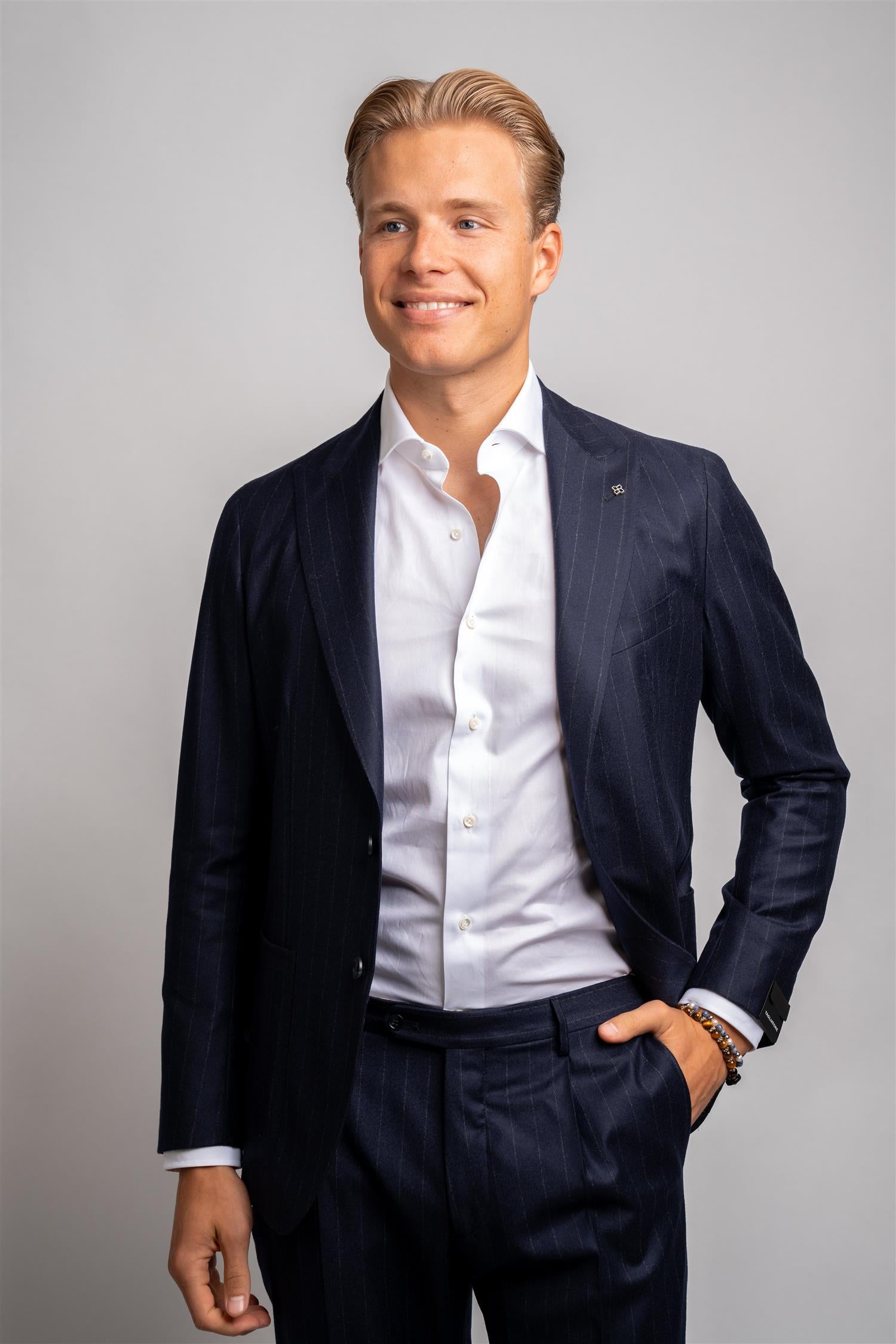 Flannel Pinstripe Suit - Navy