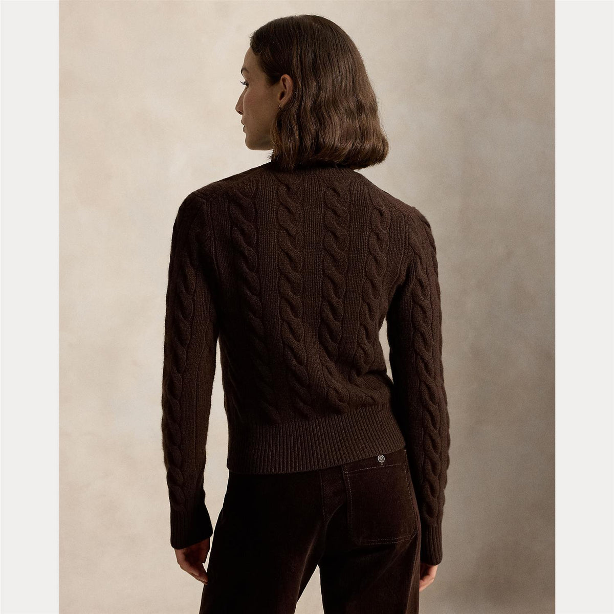 Cable-Knit Wool-Cashmere Cardigan - Brown