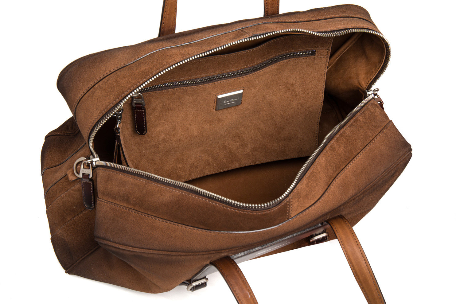 Briefcase Leather Suede - Brun