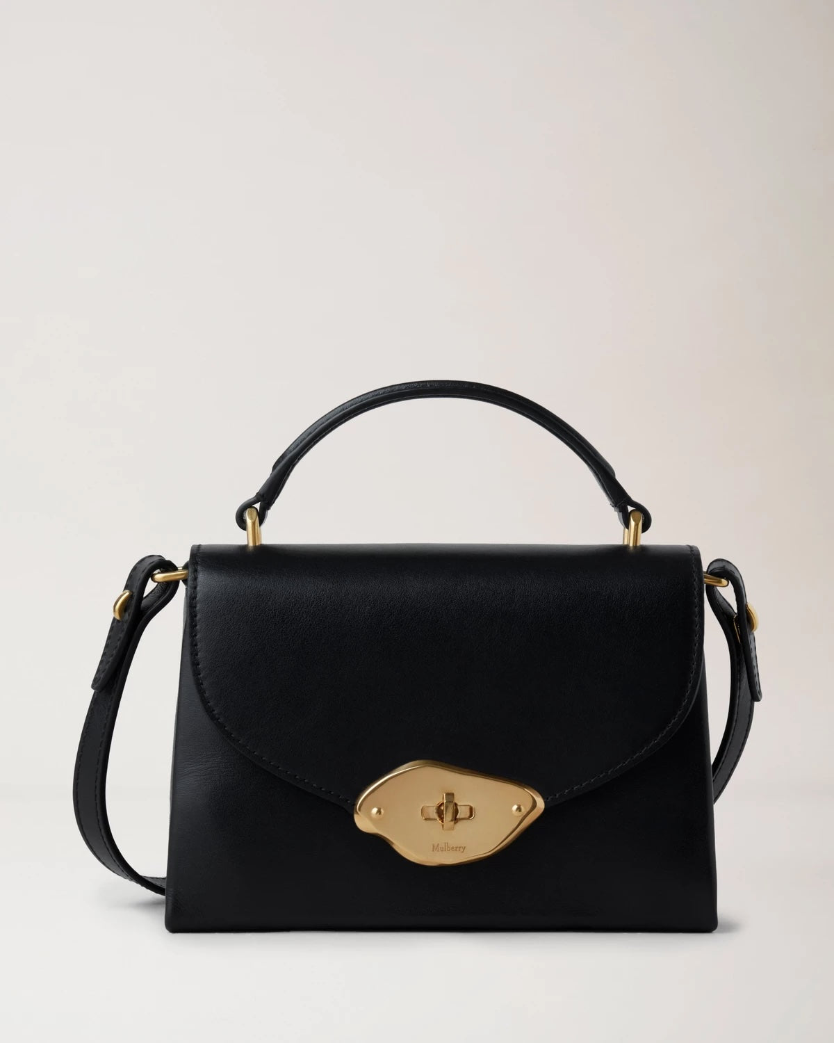 Small Lana Top Handle Black High Gloss Leather