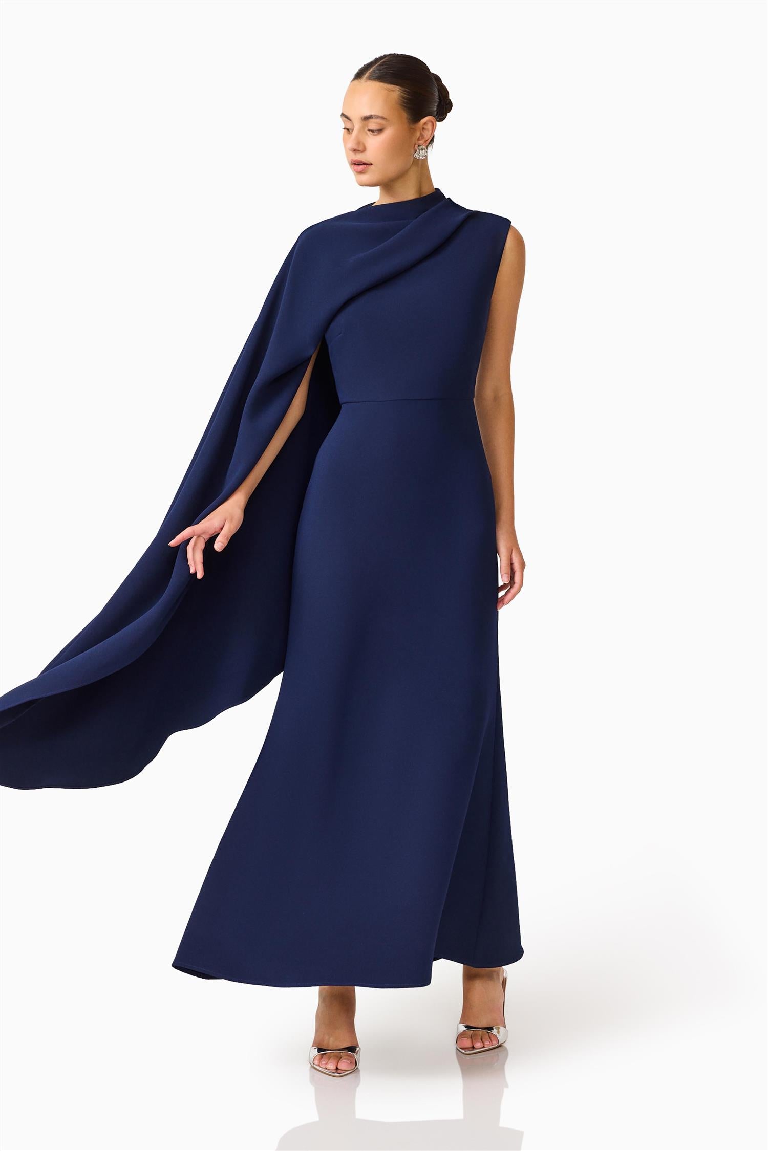 Leonora Asymmetric Cape Dress