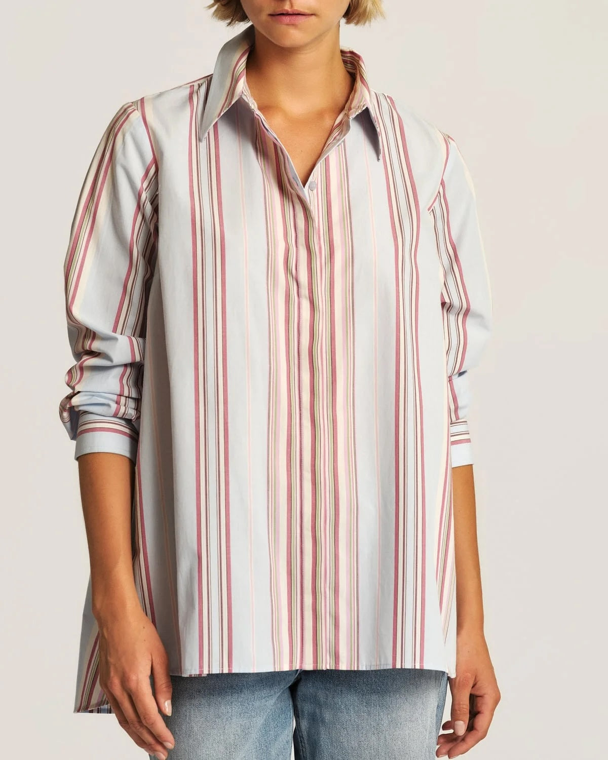 Poplin Relaxed Shirt - Blue Stripes