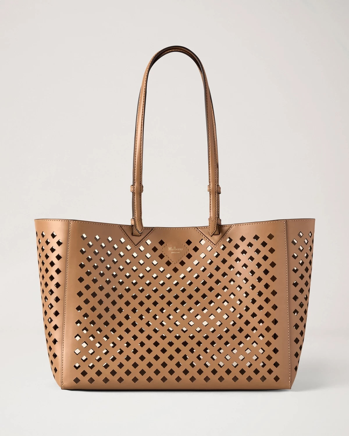 Perforated Tote Toffee Perforated Leather