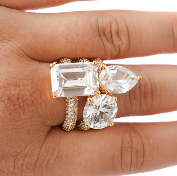 Mega Rectangle Ring White Gold