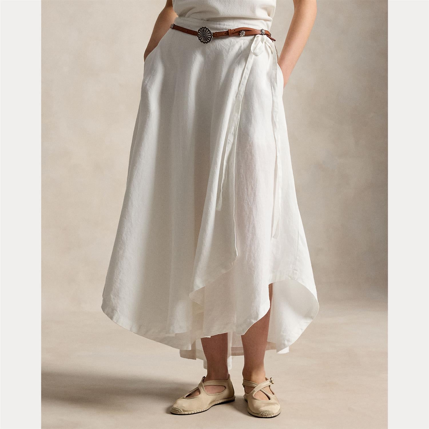 Linen Wrap Skirt White