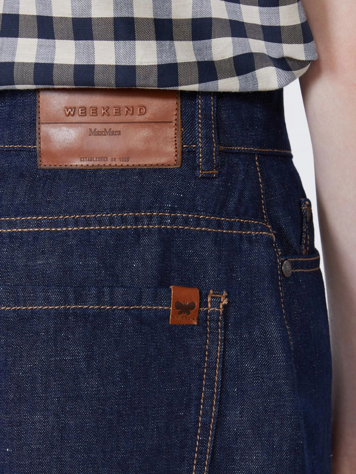 Cotton & linen denim Bermuda shorts