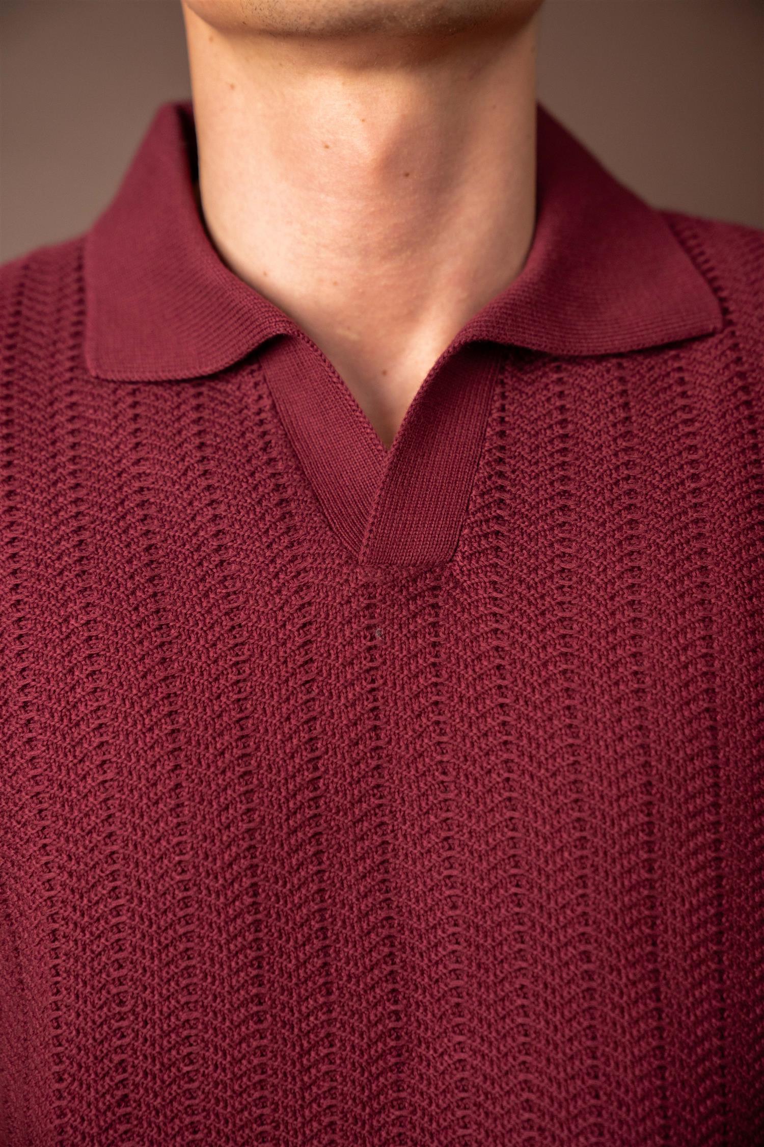 Knitted Polo - Burgunder