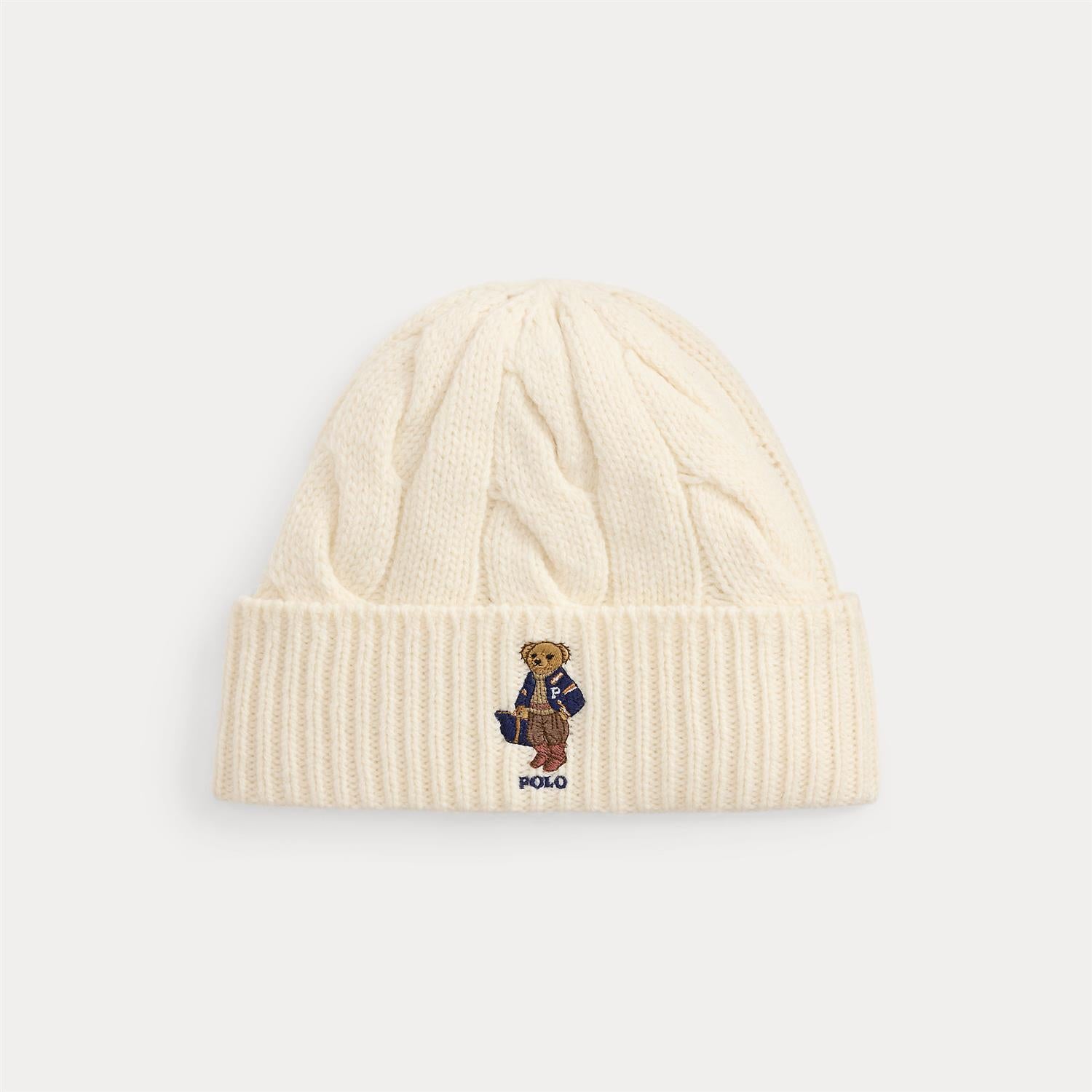 Polo Bear Cable Wool-Blend Beanie Cream