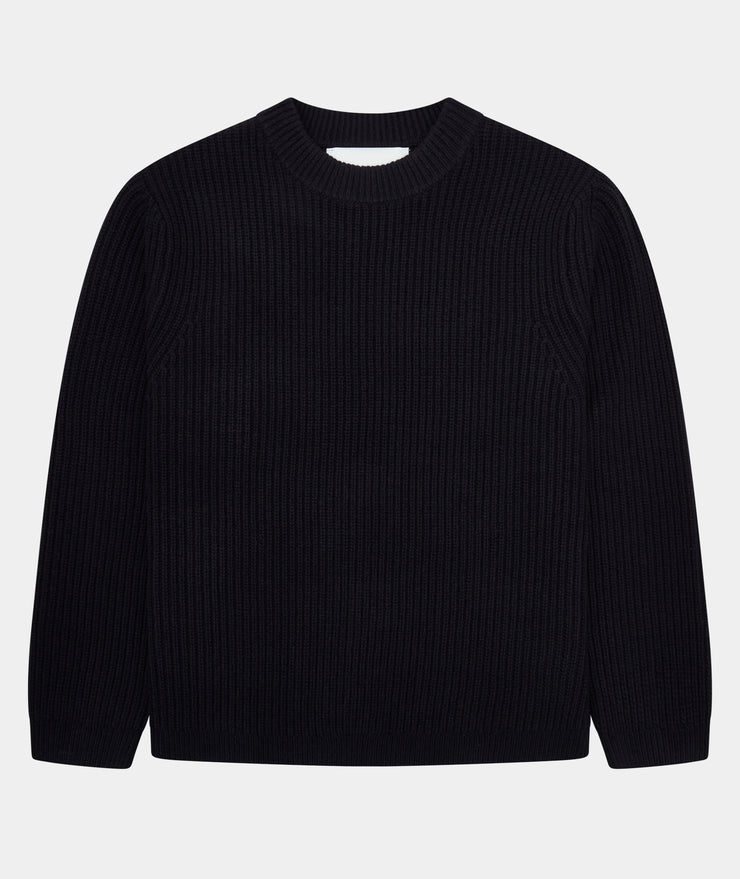 Boxy Wool Knit - Navy