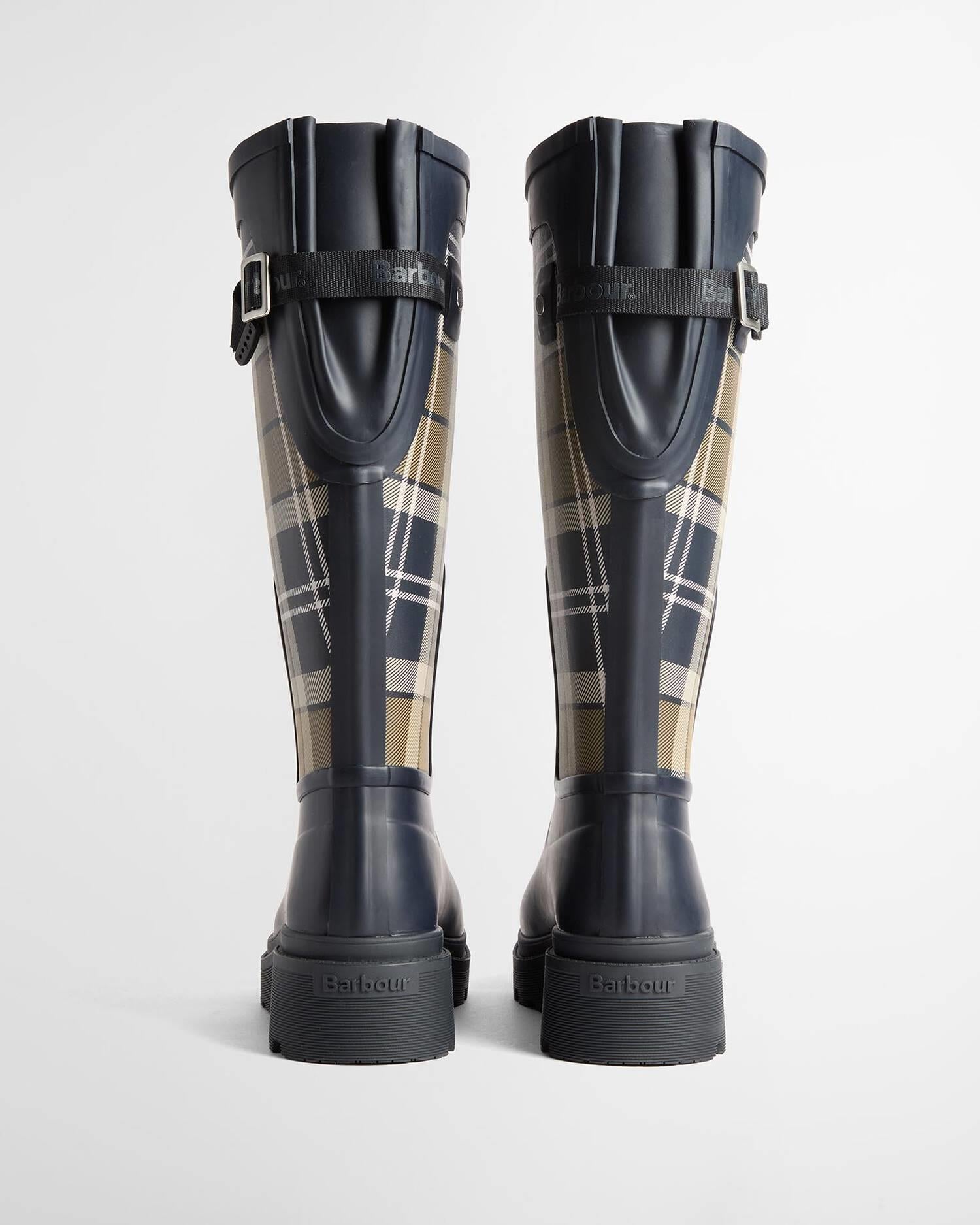 Dena Tartan Wellingtons Navy