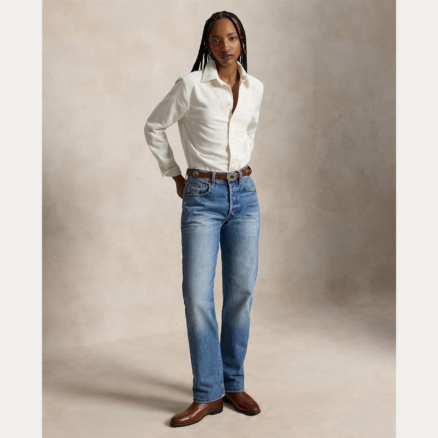 Classic Fit Cotton Corduroy Shirt Warm White