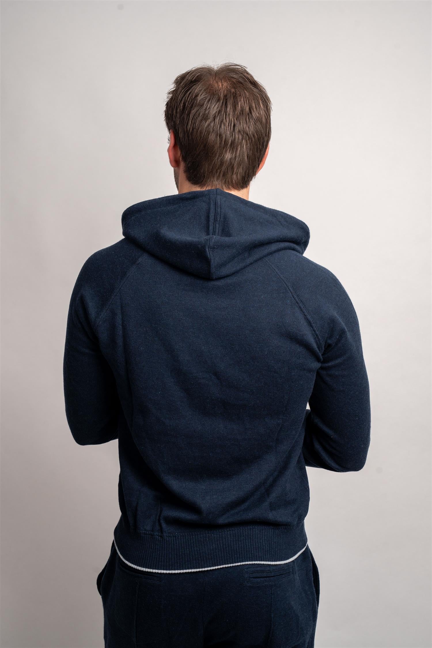 Cashmere / Cotton Hoodie - Navy
