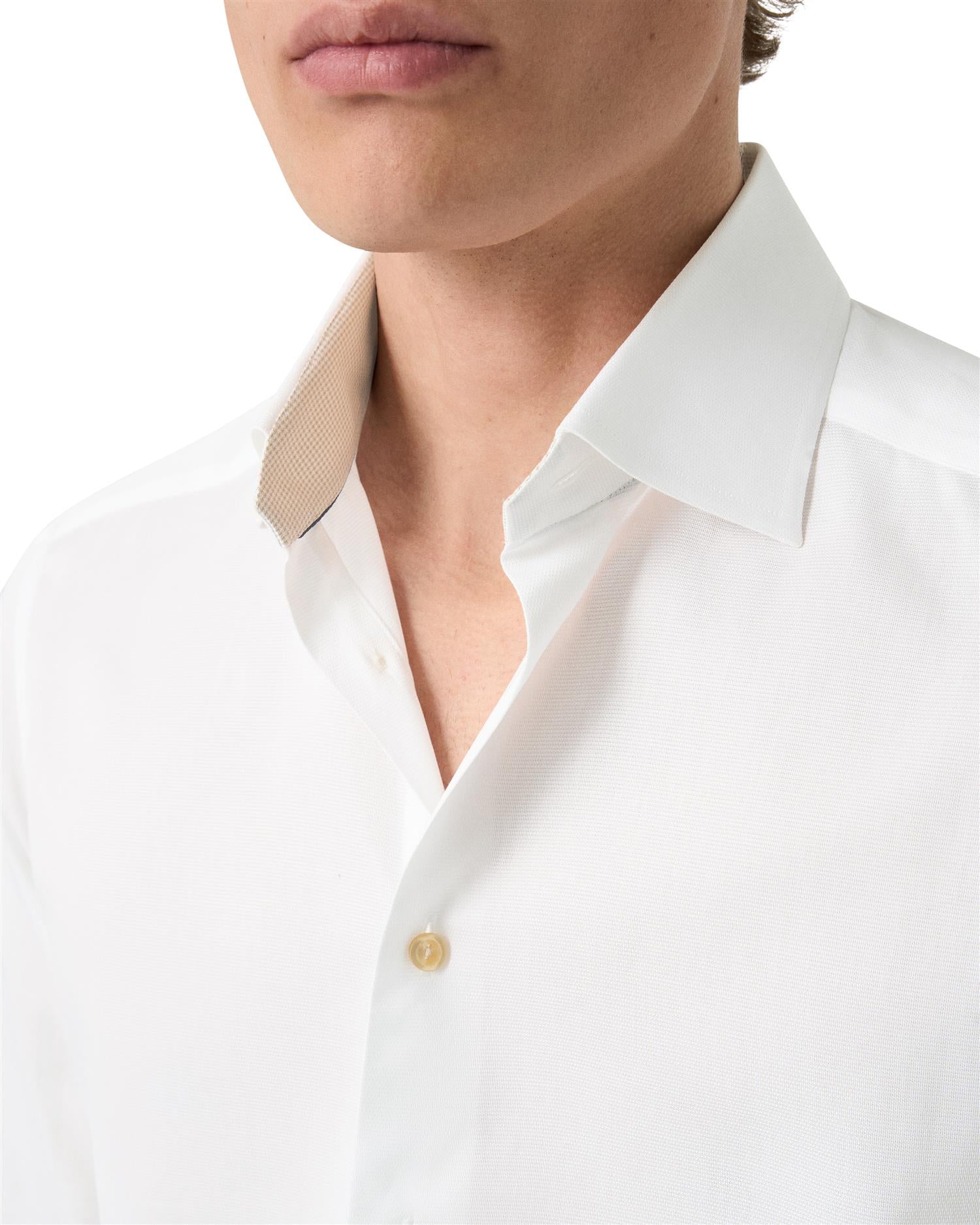 Semi Solid Effect Shirt - White