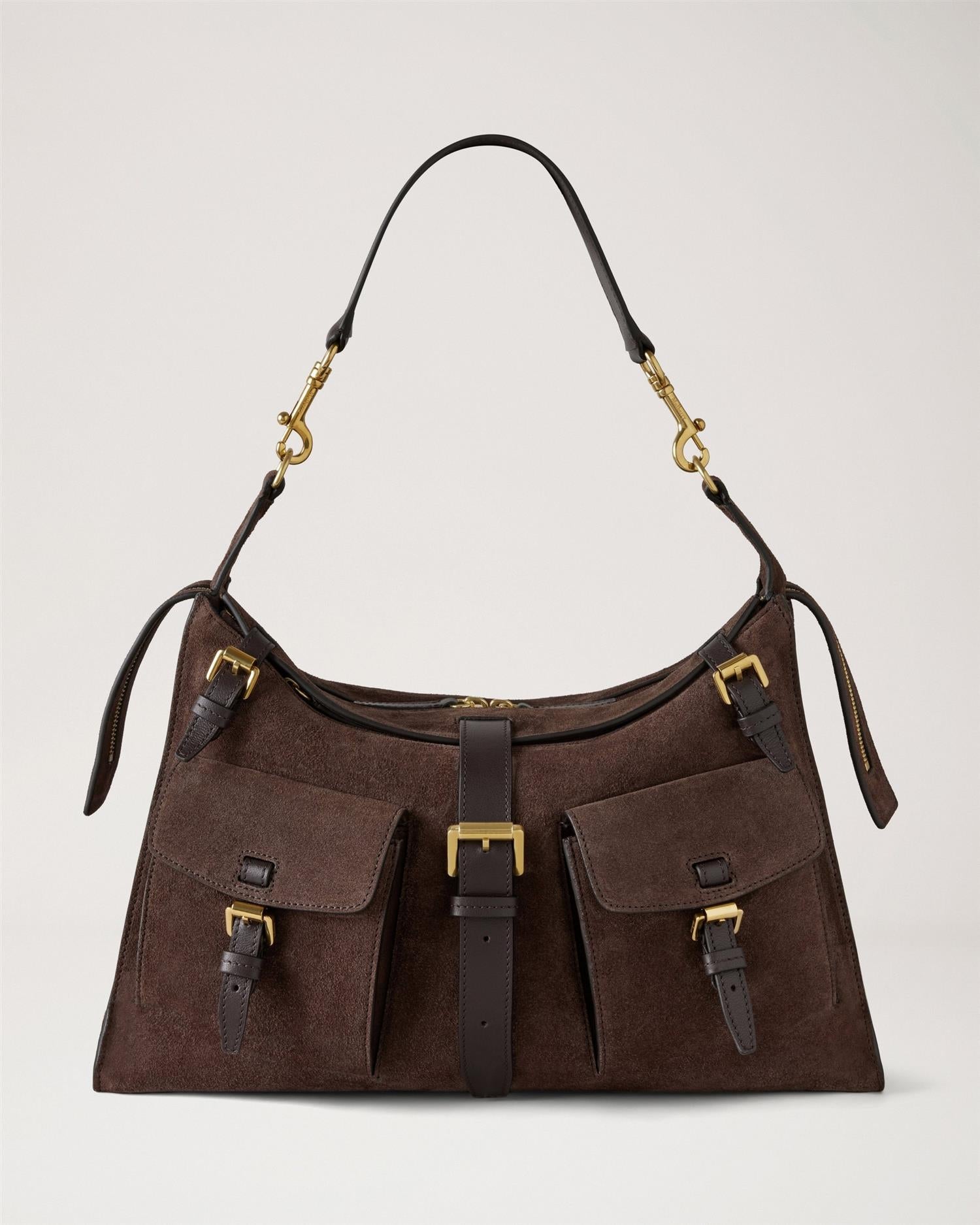 Roxanne Shoulder Chocolate Suede