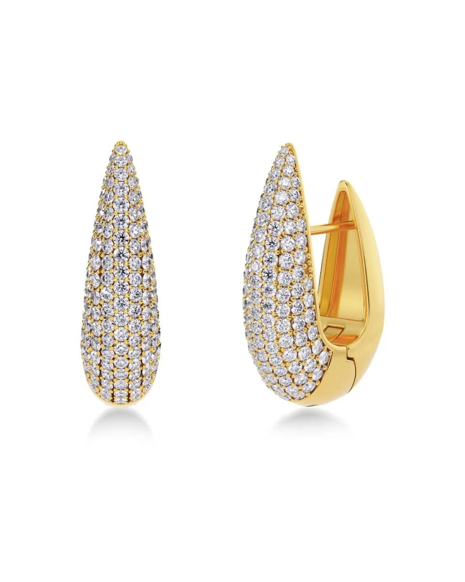 Crest Pave Hoops L Gold