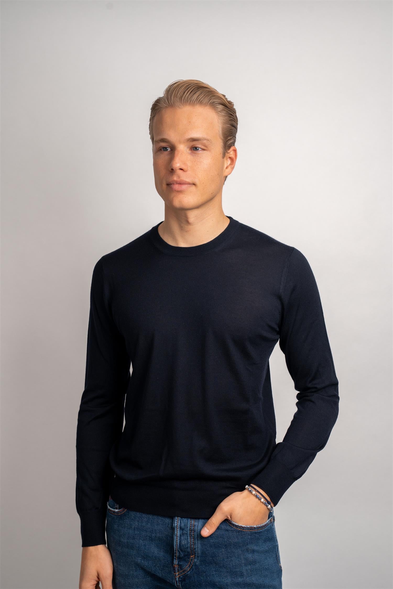Crew Wool / Cashmere - Navy