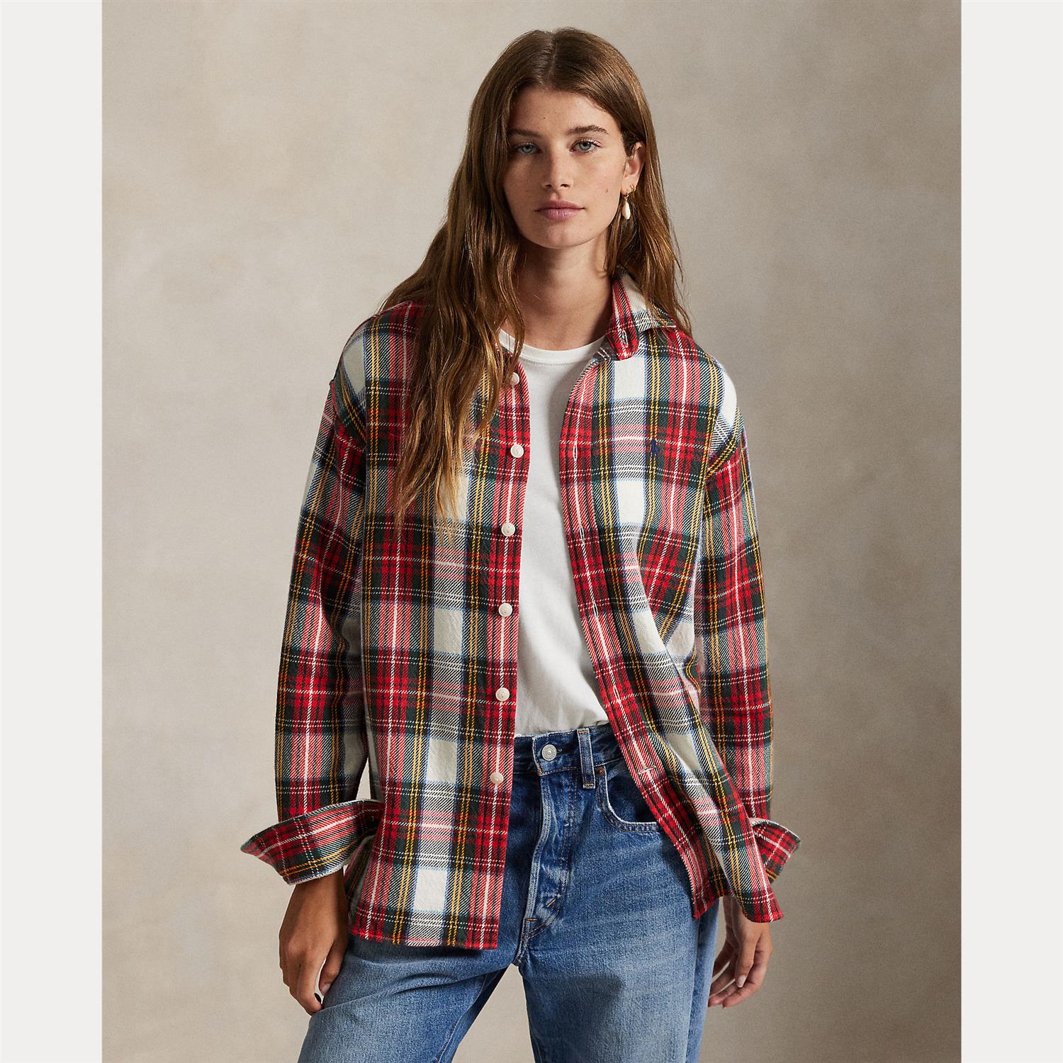Relaxed Fit Plaid Cotton Twill Shirt
