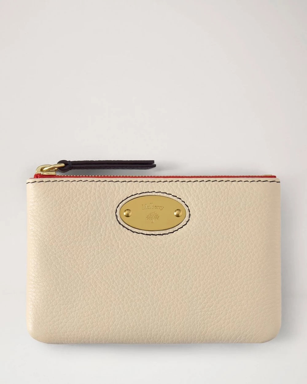 Mulberry Plaque Zip Coin Pouch SCG Clotted Cream-Coral