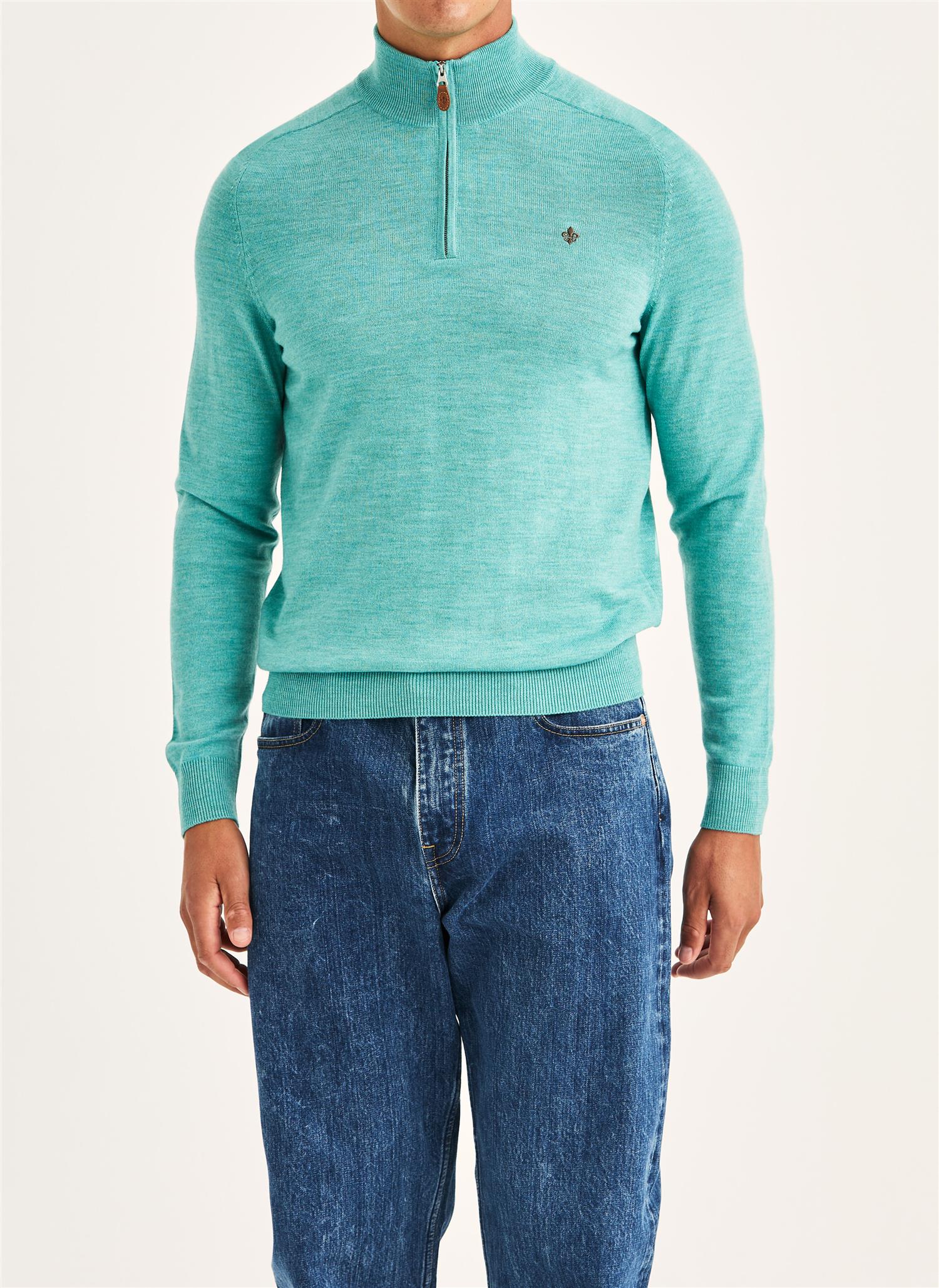 Merino John Zip - Turquoise