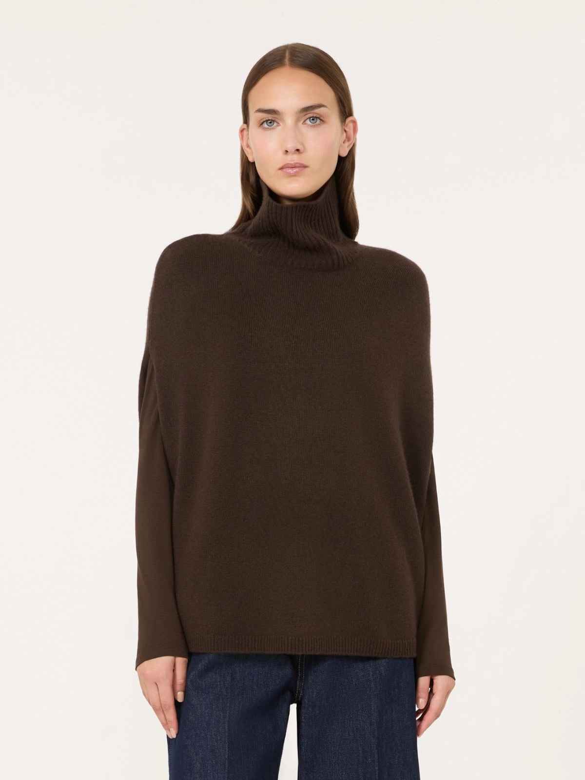 Cashmere Poncho - Brown
