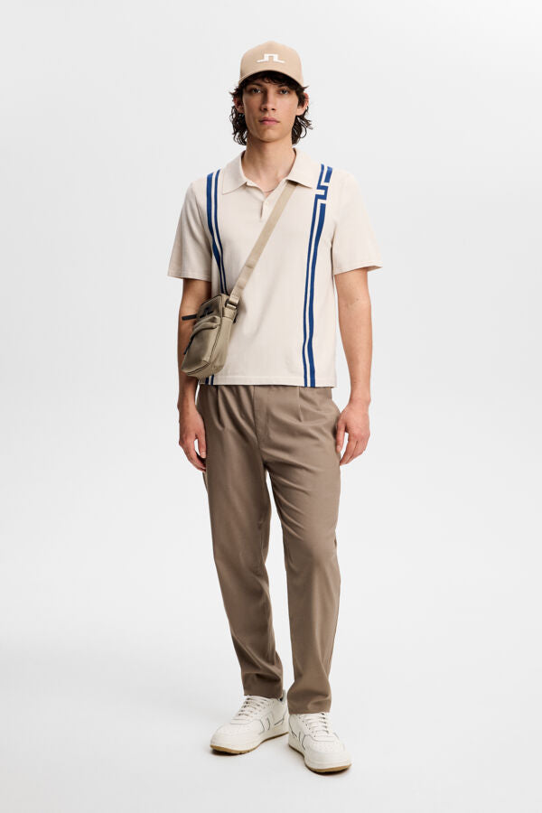 Rylan Stripe Knit Golf Polo - Moonbeam