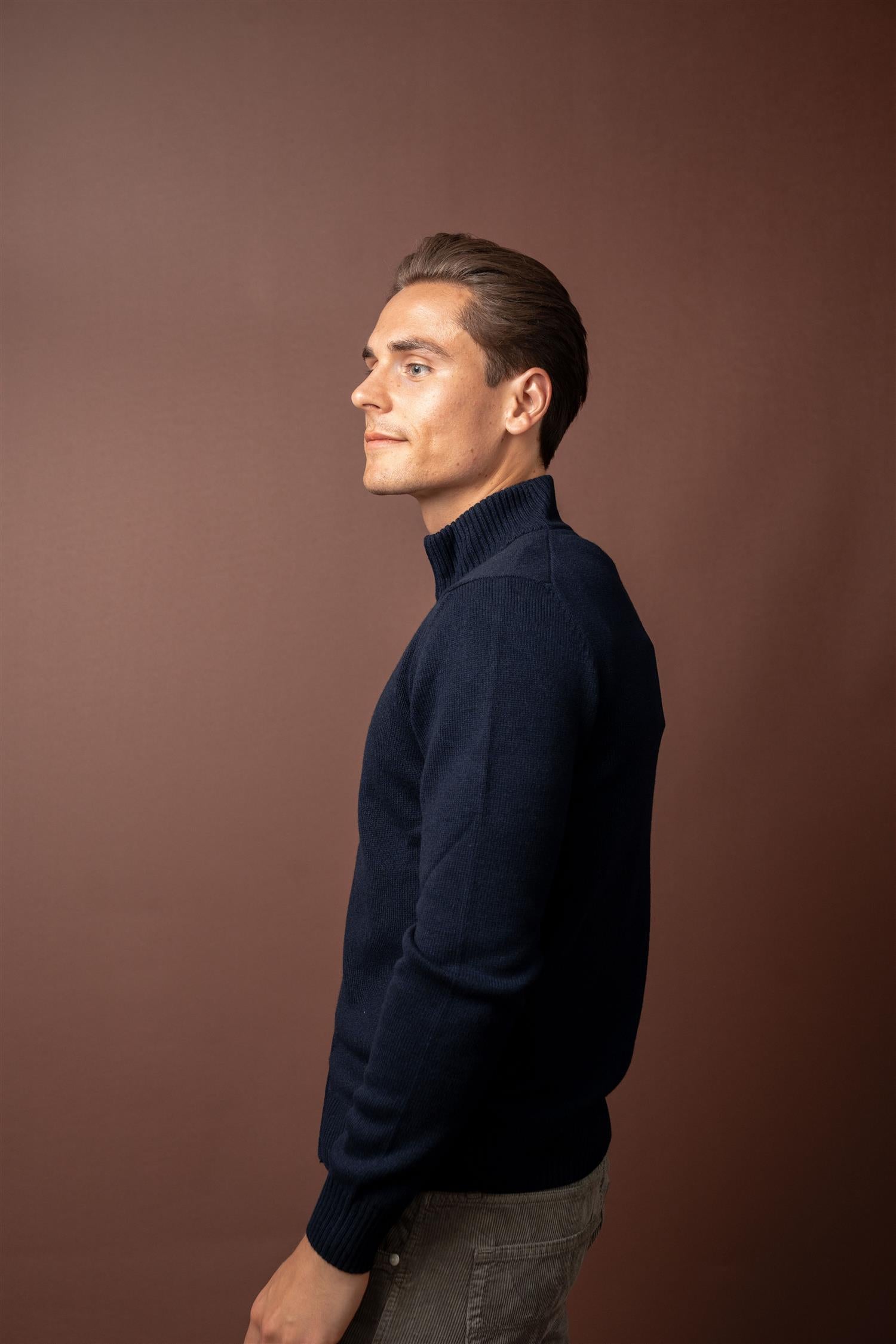 Full Zip Cardigan Wool - Cashmere - Navy