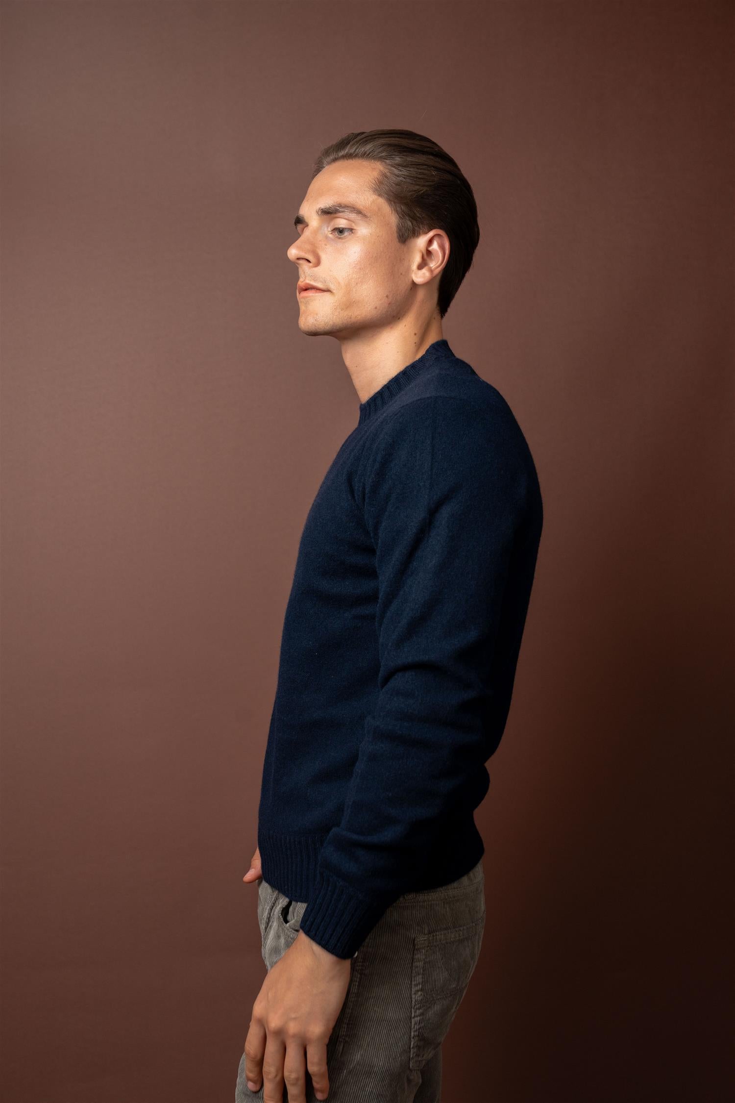 Crewneck Felted Cashmere - Navy