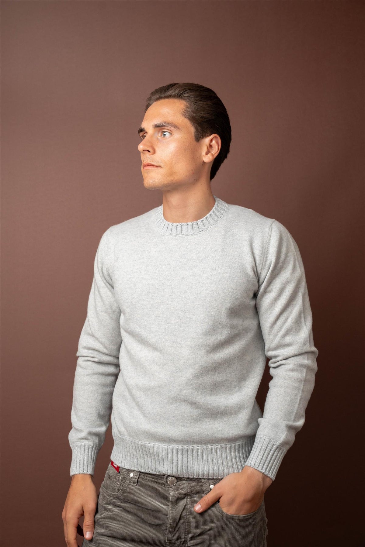 Crewneck Felted Cashmere - Grey