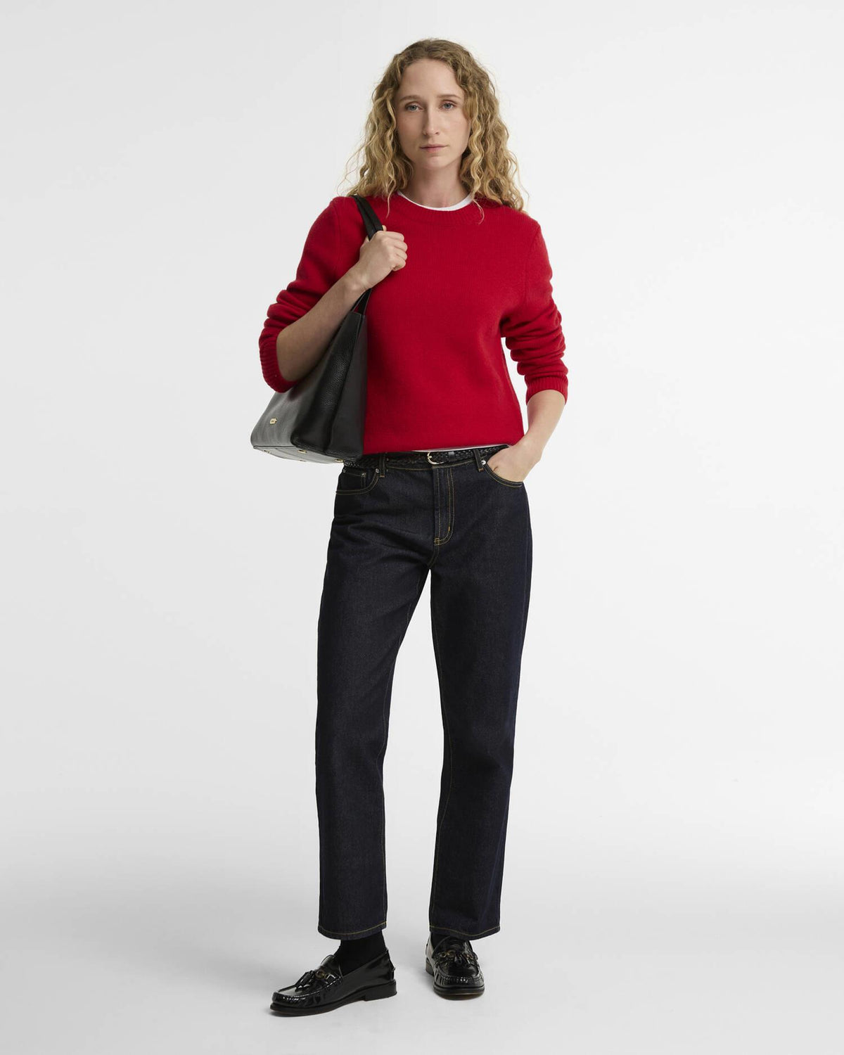 Woodhouse Wool-Cashmere Crew Neck Jumper Crimson