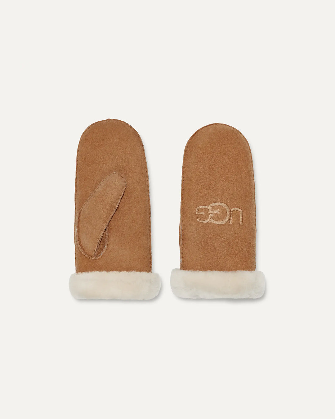 Sheepskin Embroider Mitten Chestnut