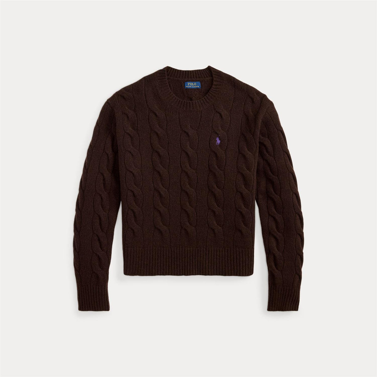Cable-Knit Wool-Cashmere Sweater Walnut Brown Melange