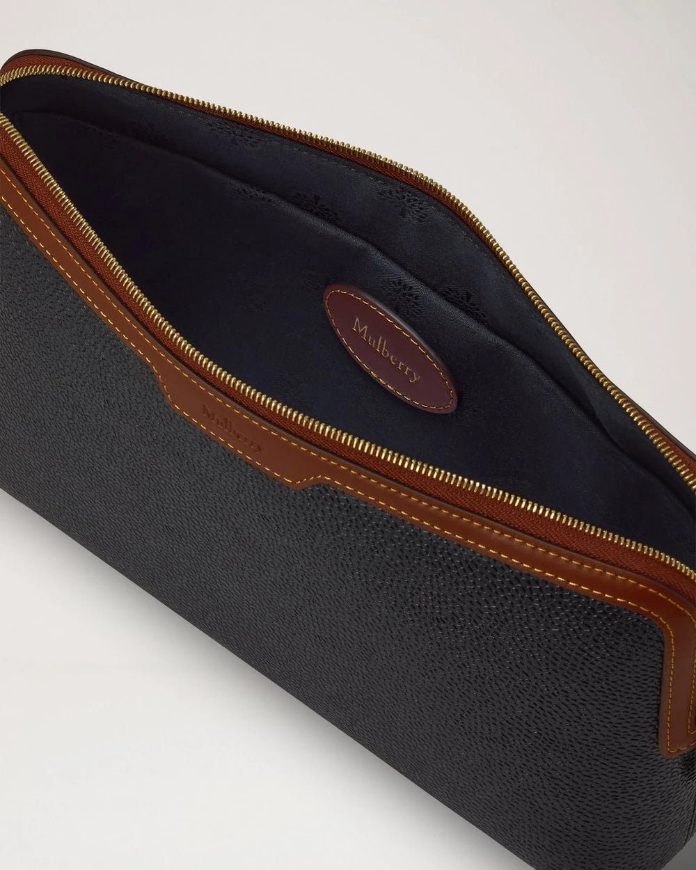 Medium Cosmetic Pouch Black & Cognac Bio Based Scotchgrain