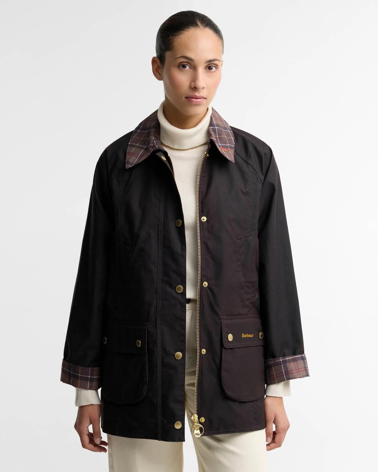 Icons Tartan Collar Modern Beadnell Waxed Jacket Rustic