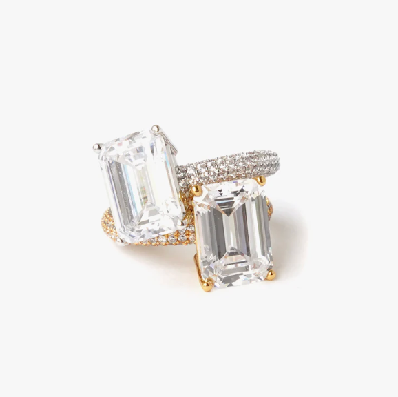 Mega Rectangle Ring White Gold