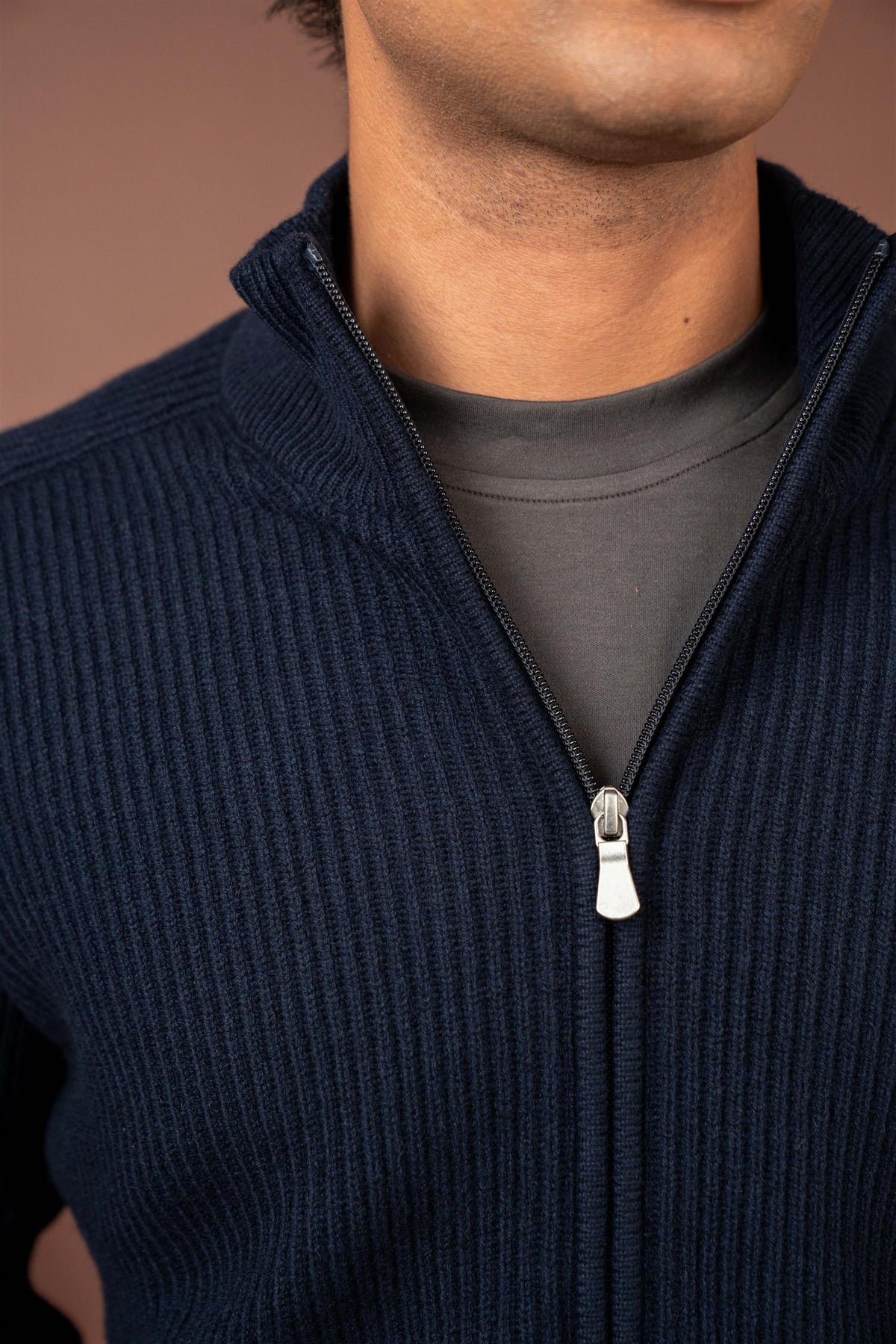 Full Zip Ribbed - navy