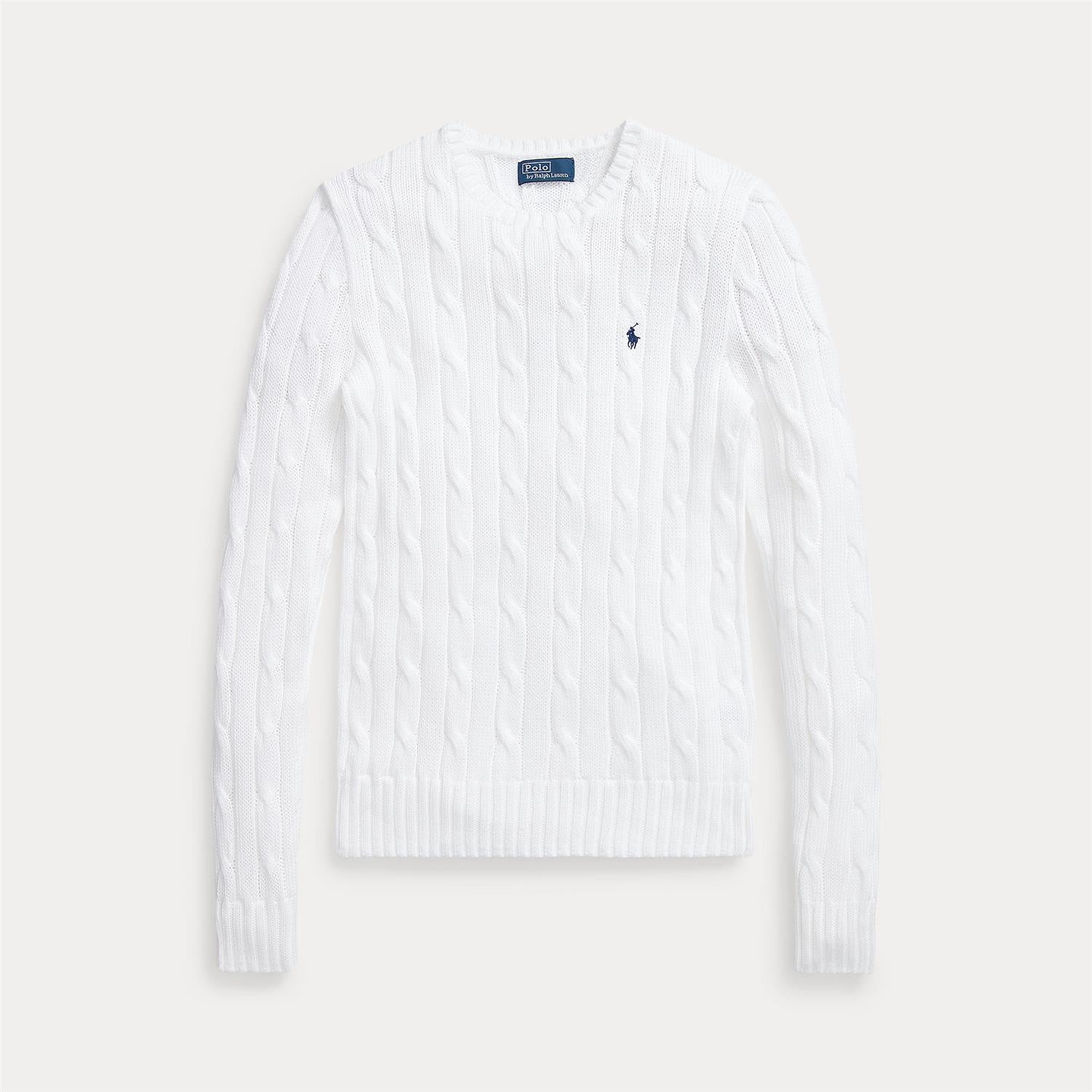 Cable-knit cotton crewneck sweater