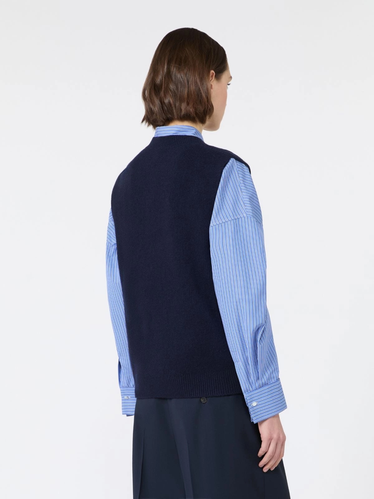 Wool Gilet with Embroidery – Ultramarine