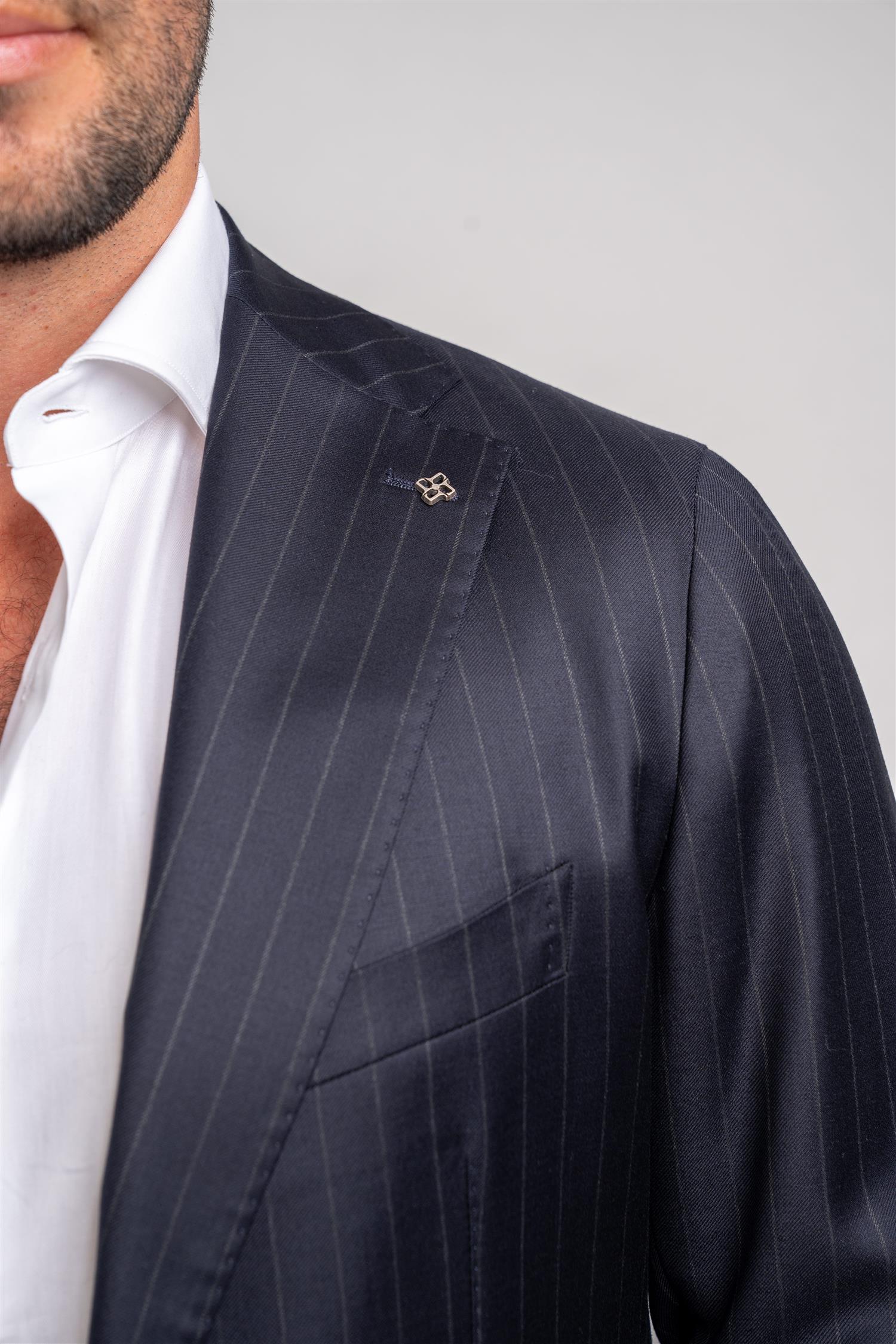 Pinstripe Suit - Navy