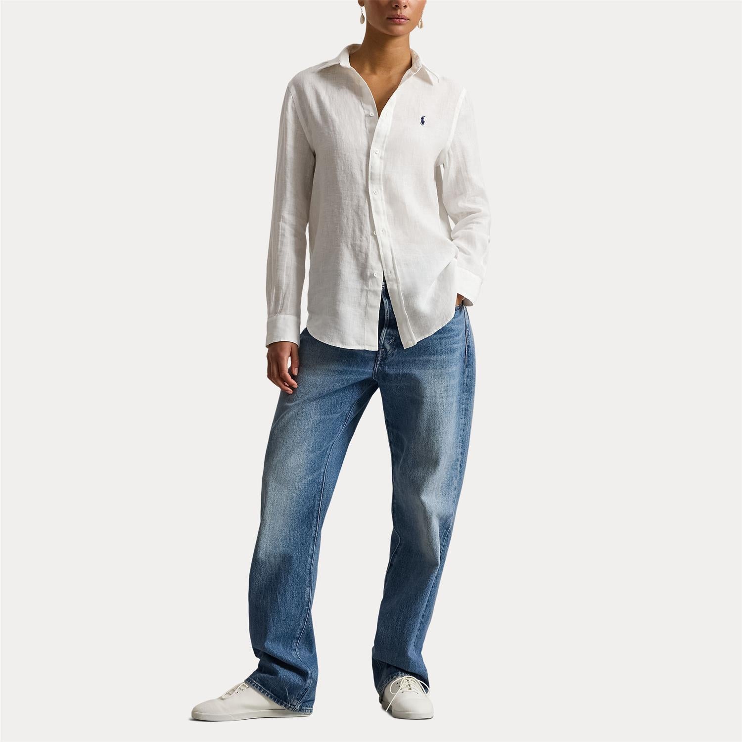 Classic Fit Linen Shirt White